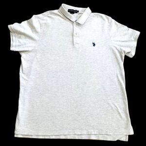 U.S. Polo Assn Men's Size XXL 2XL Short Sleeve Gray Polo Blue Logo Casual Preppy
